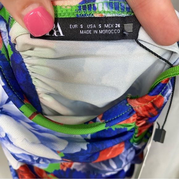 Zara Floral Asymmetrical Bodysuit Size Small NWT - Picture 14 of 16